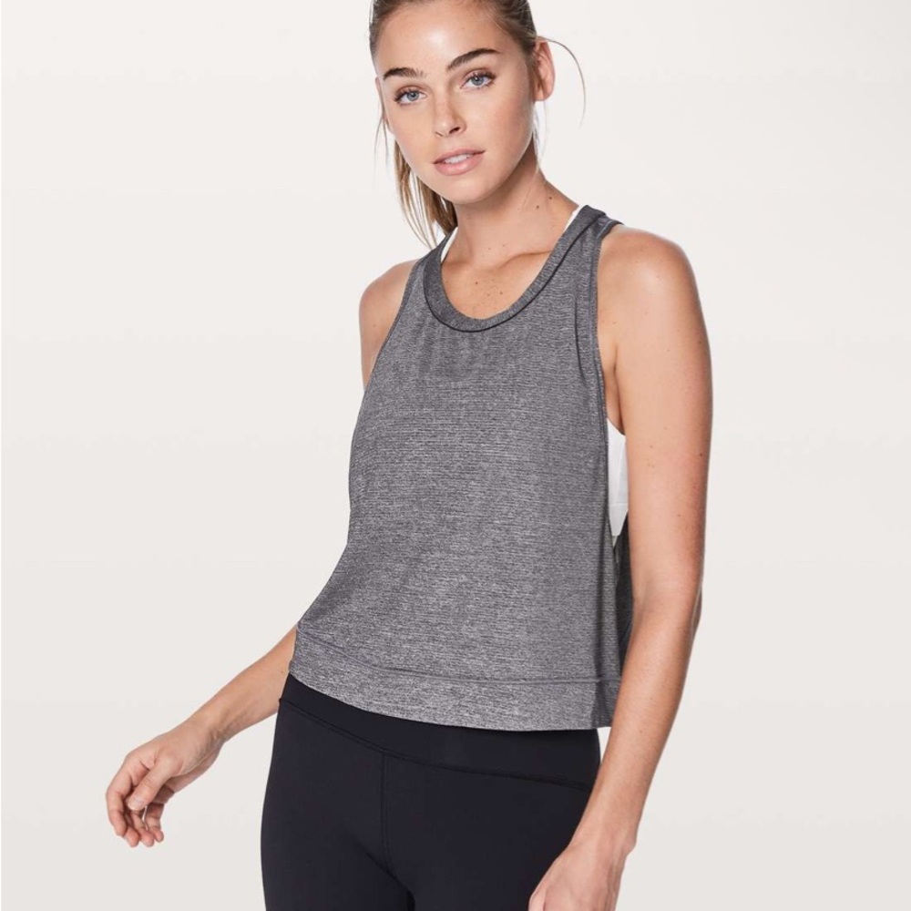 Lululemon 8 Pace Perfect Tank Heathered Black / Black